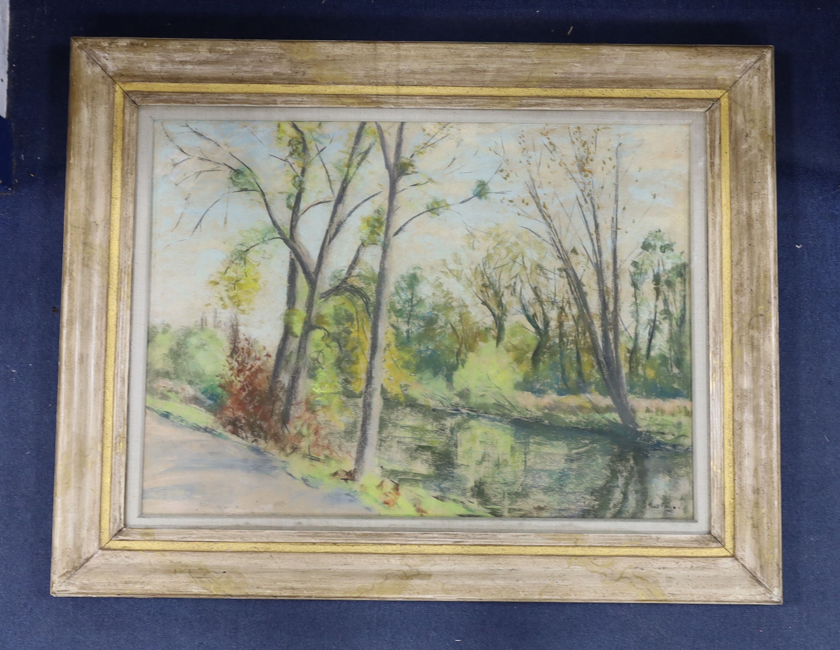 Paul Lucien Maze (1887-1979), pastel, River landscape, signed, 54 x 74cm